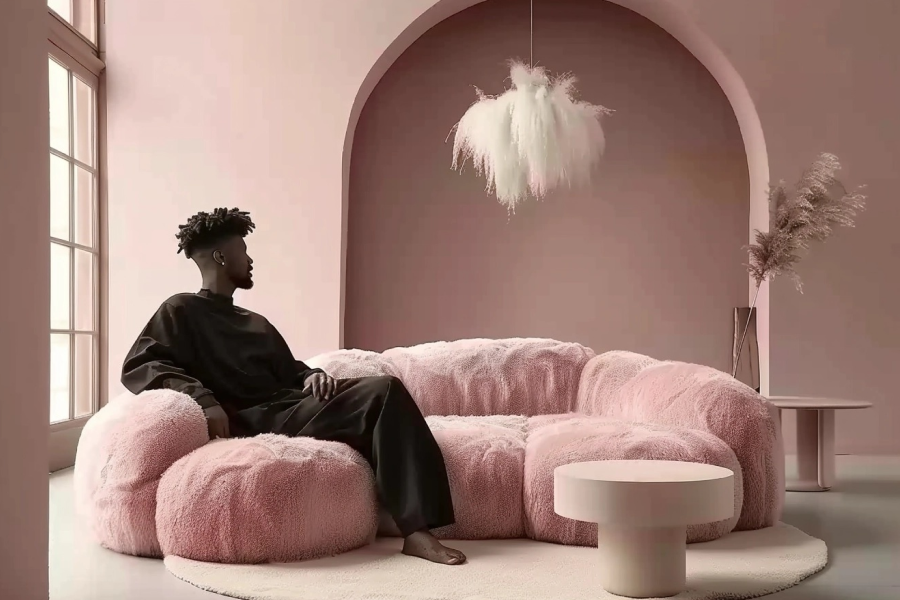 modern pink sofa