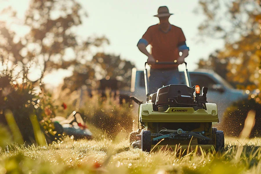 green electric lawn mower